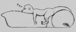 2017 anthro arin_(letodoesart) black_and_white dildo grey_background letodoesart male mammal monochrome mustelid nude otter pillow semi-anthro sex_toy simple_background sleeping solo sound_effects vowelless vowelless_sound_effect zzz