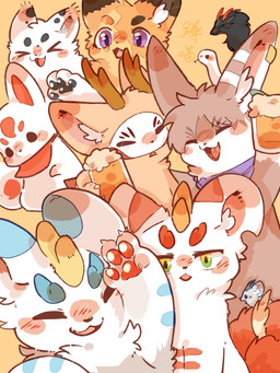 alcohol ambiguous_gender anthro beer beverage black_body black_fur blue_body blue_fur blush brown_body brown_fur cheek_tuft claws cloak clothing ear_piercing facial_tuft feral fur fur_markings green_eyes group hair horn inner_ear_fluff markings mask mostly_nude multicolored_body multicolored_fur neck_tuft open_mouth open_smile orange_body orange_fur pawpads paws piercing purple_eyes red_body red_fur scarf scarf_only simple_background smile tongue tuft two_tone_body two_tone_fur white_body white_fur moumaoyibai asian_mythology chinese_mythology east_asian_mythology fabulous_beasts fenz_(studio) mythology bahe_(fabulous_beasts) balingjun_(fabulous_beasts) bixie_(fabulous_beasts) hetao_(fabulous_beasts) jinjiao_(fabulous_beasts) murong_xuequan_(meimei) shota_(fabulous_beasts) sibuxiang_the_deer_(fabulous_beasts) tianlu_(fabulous_beasts) tuye_(fabulous_beasts) yinjiao_(fabulous_beasts) canid canine chinchilla chinchillid deer dragon eastern_dragon felid fox lagomorph mammal moon_rabbit mythological_creature mythological_scalie pantherine pixiu reptile rodent scalie snake snow_leopard 3:4 colored hi_res brother_(lore) brothers_(lore) sibling_(lore)