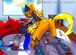 anthro bedding breasts claws cloud dildo duo female female/female fingering furniture genitals hair long_hair open_mouth pawpads paws pussy red_hair sex_toy spiked_dildo spikes sun table tail tongue tongue_out khblacky97 nintendo pokemon generation_5_pokemon generation_7_pokemon legendary_pokemon pokemon_(species) zeraora zoroark artist_name