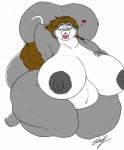 anthro areola big_areola big_breasts big_butt big_nipples breasts buckteeth butt curled_tail curling_toes eyewear feet female front_view glasses hair hand_behind_head hand_on_breast heart_symbol huge_breasts huge_butt huge_thighs lips long_hair long_tail looking_at_viewer nipples obese obese_anthro obese_female one_eye_closed overweight overweight_anthro overweight_female solo tail teeth thick_bottom_lip thick_lips thick_tail thick_thighs wink eth_(artist) lina_(eth) mammal rodent sciurid tree_squirrel signature