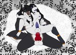 anal anal_penetration angry anthro balls bite black_body black_fur black_hair black_sclera blue_eyes braided_hair brown_body brown_fur carrying_another claws duo fluffy fur genital_piercing genitals hair held_up knot knotted_penis male male/male nipple_piercing nipples penetration penis penis_piercing piercing purple_sclera scar sex sitting sitting_sex white_body white_eyes white_fur bittervow astarus aziraya canid canine canis estine lagomorph leporid mammal rabbit wolf