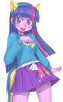 alternate_species blush bottomwear clothing fake_ears fake_equine_ears female hair humanized long_hair looking_at_viewer pose purple_body purple_eyes purple_hair purple_skin simple_background skirt solo white_background hoihoi equestria_girls hasbro my_little_pony twilight_sparkle_(eg) human mammal 2014