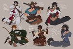 armor arrow_(weapon) big_breasts black_hair bow_(weapon) breasts brown_hair choker cleavage cleavage_cutout cloak clothed clothing cowboy_hat cutout eyewear facial_scar female glasses gloves gun hair handwear hat headgear headwear horse_ears jewelry kerchief melee_weapon muscular neckerchief necklace neckwear quiver_(object) ranged_weapon scar shotgun sweater sword topwear weapon wmdiscovery93 european_mythology greek_mythology mythology marie_(wmdiscovery93) valencia_(wmdiscovery93) vanessa_(wmdiscovery93) centaur equid equid_taur humanoid_taur mammal mammal_taur taur hi_res