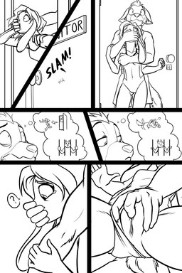 5_fingers adolescent adult_on_adolescent adult_on_young age_difference anthro arm_grab arrested base_three_layout bodily_fluids breast_grab breasts claws clicking clitoral clitoral_rubbing clitoris closet clothed clothing clothing_aside contact_onomatopoeia covering covering_mouth different_sound_effects door door_slam female fingering fingers forced forced_fingering four_frame_staggered_grid fur genitals hair hand_on_breast hand_on_crotch hand_on_mouth handgag heart_reaction heart_symbol horizontal_staggering i'm_going_to_jail/hell impact_onomatopoeia loli male male/female male_raping_female masturbation mental_pictographics nervous one-piece_swimsuit onomatopoeia panel_skew partially_clothed prison question_mark questionable_consent rape restrained seven_frame_image sex sexual_assault simple_background slam small_breasts sound_effects staggering_(layout) standing surprised swimwear swimwear_aside tears text thought_bubble three_row_layout vaginal vaginal_fingering vaginal_masturbation ventral_groove vulva young young_anthro black-kitten chad_(black-kitten) kacey_(black-kitten) felid feline lagomorph leporid mammal rabbit 2019 black_and_white comic digital_drawing_(artwork) digital_media_(artwork) hi_res line_art monochrome pictographics
