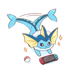 ambiguous_gender blue_body feral paws pokeball purple_eyes simple_background solo sparkles standard_pokeball tail tail_motion tailwag nekogyo122 nintendo nintendo_switch pokemon eeveelution generation_1_pokemon pokemon_(species) vaporeon 1:1 2025 hi_res