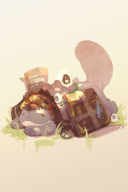 ambiguous_gender bag clothing eyewear eyewear_on_head feral goggles goggles_on_head grass grey_body hat headgear headwear lying mouth_closed on_front plant simple_background simple_eyes solo unsigned white_body carbonizedaki nintendo pokemon generation_2_pokemon pokemon_(species) quagsire full-length_portrait hi_res portrait