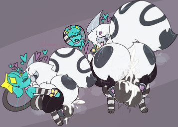 3_fingers 3_toes 3d_glasses anthro anthro_on_anthro arm_pull arm_warmers armwear balls big_balls big_breasts big_butt big_tail black_balls black_body black_fur blep blue_body blue_fur blue_hair bodily_fluids breasts bubble_butt butt claws clothing collar cowgirl_position cum cum_drip cum_on_balls cum_on_butt cum_on_penis cum_on_self cute_fangs dizzy_eyes dominant dominant_female dripping duo ejaculation erection eyebrows eyewear fangs feet female female_on_top fingers foot_fetish foot_on_balls foreskin from_front_position fur genital_fluids genitals glasses glistening glistening_butt glistening_hair glistening_tail hair hand_holding heart_symbol hindpaw horn hot_dogging huge_balls huge_butt humanoid_genitalia humanoid_penis hyper hyper_balls hyper_butt hyper_genitalia kissing leg_warmers legwear looking_back male male/female male_on_bottom motion_lines multicolored_body multicolored_fur multiple_angles musk narrowed_eyes on_bottom on_lap on_top open_mouth open_smile orgasm pawpads paws penis pince-nez pink_pawpads ponytail purple_eyes purple_pawpads sex simple_background small_glasses smile snout spiral spiral_eyes submissive submissive_male sweat sweaty_butt tail teeth text toes tongue tongue_out two_tone_body two_tone_fur white_body white_fur white_hair wrist_grab yellow_claws yellow_eyes nonbinary_bunny nintendo pokemon crayon_(character) shima_(lucaraixen) absol generation_3_pokemon generation_4_pokemon mammal pokemon_(species) shinx 2022 artist_name digital_media_(artwork) sequence