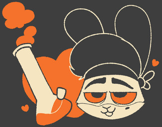 accessory anthro bong drugs grey_background headband heart_symbol male markings mole_(marking) simple_background smile solo substance_intoxication srgreja team_fortress_2 valve valve_corporation klaus_(shakotanbunny) lagomorph leporid mammal rabbit orange_theme restricted_palette