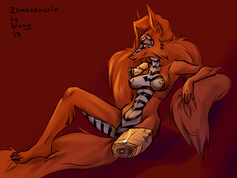 1_arm 1_leg amputee anthro breasts disability female machine nipples oiled prosthetic solo wooy zhmernaldin android canid canine fox hybrid mammal robot 4:3