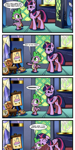 anthro bath canvas cute_fangs cutie_mark duo exclamation_point eyes_closed fangs feathered_wings feathers female feral fur green_eyes horn humor inside male open_mouth paint pun purple_body purple_eyes purple_feathers purple_fur purple_scales question_mark scales smile speech_bubble spikes spikes_(anatomy) stressed tail teeth tired wings gray-day friendship_is_magic hasbro my_little_pony mythology spike_(mlp) twilight_sparkle_(mlp) dragon equid equine mammal mythological_creature mythological_equine mythological_scalie scalie winged_unicorn 2016 absurd_res animated animated_comic animated_png comic hi_res signature