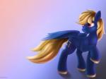 4:3 blue_body blue_feathers blue_fur cutie_mark equid equine fan_character feathered_wings feathers feral fur gradient_background hasbro hooves l1nkoln male mammal my_little_pony mythological_creature mythological_equine mythology pegasus pink_eyes simple_background smile solo wings
