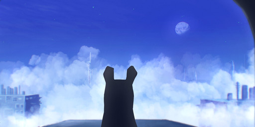 ambiguous_feral ambiguous_gender black_body building cloud day detailed_background feral logo moon rear_view semi-anthro sky solo star text tower lilint rain_world videocult watcher_(rain_world) slugcat 2024 absurd_res artist_logo artist_name hi_res wallpaper