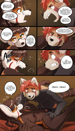 anthro anthro_on_anthro anthro_penetrated anthro_penetrating anthro_penetrating_anthro biped blush breasts brown_body brown_fur brown_hair casual_sex dialogue duo female female_penetrated fur genitals green_eyes hair intraspecies male male/female male_penetrating male_penetrating_female nipples nude nude_anthro nude_female nude_male penetration penile penile_penetration penis penis_in_vagina sex talking_during_sex text vaginal vaginal_penetration vulva the-minuscule-task keiko_(the-minuscule-task) ailurid mammal red_panda 2025 absurd_res comic digital_drawing_(artwork) digital_media_(artwork) english_text hi_res