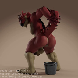 anthro anus balls blue_sclera bottomwear bucket butt claws clenched_teeth clothed clothing container eyes_closed feces finger_claws genitals holding_own_tail holding_tail loincloth loincloth_only male male_pooping pooping pooping_in_bucket raised_tail red_body red_scales scales scatplay sharp_teeth solo tail tan_body tan_scales teeth text toe_claws topless yellow_eyes poverizer capcom monster_hunter flying_wyvern rath_wyvern rathalos 1:1 2021 3d_(artwork) 3d_animation animated artist_name dated digital_media_(artwork) short_playtime url webm