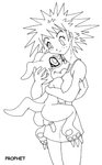 anthro balls breasts digiphilia duo female genitals hug human_on_anthro interspecies male male/female nipple_outline penis prophet bandai_namco digimon digimon_adventure_02 jun_motomiya digimon_(species) human mammal veemon monochrome source_request