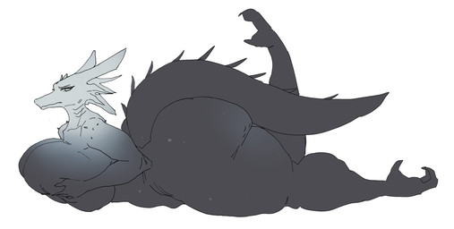 alternate_species anthro big_breasts big_butt black_body breasts butt claws female furrification gradient_body hand_on_breast holding_breast huge_breasts huge_butt huge_thighs looking_at_viewer lying non-mammal_breasts on_front raised_leg side_view simple_background solo spiked_tail spikes spikes_(anatomy) tail thick_tail thick_thighs white_background white_head gyrbdark bungie destiny_(series) destiny_2 mythology whisper_of_the_worm_(gyrbdark) dragon mythological_creature mythological_scalie scalie 2026 colored_sketch digital_drawing_(artwork) digital_media_(artwork) full-length_portrait hi_res portrait sketch