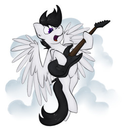 ambiguous_gender electric_guitar feathered_wings feathers feral guitar hair holding_musical_instrument holding_object musical_instrument open_mouth playing_guitar playing_music plucked_string_instrument simple_background solo string_instrument white_background wings marsminer hasbro my_little_pony fan_character equid equine horse mammal pony 2017 hi_res