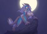 arm_tuft big_breasts blue_body blue_eyes blue_lips blue_scales blue_skin blue_tail breasts brown_claws busty_feral chest_tuft claws crotch_tuft elbow_tuft featureless_breasts feet female feral front_view full_moon fur fur_tuft glistening glistening_body glistening_breasts glistening_hair glistening_skin glowing glowing_eyes hair horn humanoid_face humanoid_pointy_ears leg_tuft light lips long_hair long_tail looking_aside messy_hair moon moonlight multicolored_body multicolored_scales multicolored_skin multicolored_tail naturally_censored night non-mammal_breasts nude outside pointy_ears pseudo_clothing rock scales shadow shoulder_tuft sky small_waist solo standing tail tan_horn tuft wavy_hair white_body white_fur white_hair white_scales white_skin white_tail wide_hips yellow_body yellow_scales yellow_skin yellow_tail muhut capcom monster_hunter fanged_wyvern scalie zinogre 2019 2d_animation animated digital_media_(artwork) full-length_portrait motion_tweening portrait short_playtime