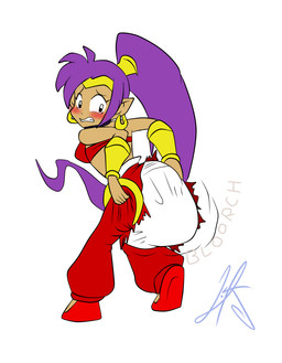 accident bandeau bedlah bent_over big_diaper black_eyes blort blush bottomwear bracelet clenched_teeth clothing crown diaper ear_piercing ear_ring embarrassed feces feces_bulge female gold_(metal) gold_accessory gold_bracelet gold_ear_ring gold_jewelry gold_tiara hair harem_pants headgear jewelry looking_back not_furry pantaloons pants pants_grab piercing ponytail pooping purple_hair ring_piercing sagging_diaper soiled_diaper soiling soiling_diaper solo tan_body tan_skin teeth tiara topwear torn_bottomwear torn_clothing torn_pants unclean_diaper used_diaper wardrobe_malfunction dl-secret shantae_(series) wayforward shantae genie half_genie humanoid 2017 digital_media_(artwork) hi_res signature