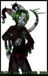 anthro belt blood bodily_fluids clothed clothing ear_piercing fully_clothed glamfur green_hair hair heterochromia male piercing shirt short_hair solo tail topwear zeriara skihi sysko crux 2004