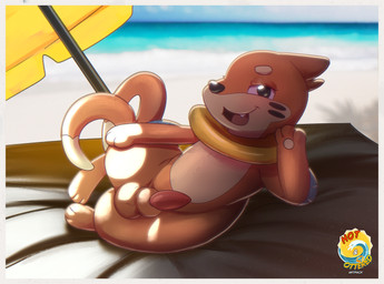 animal_genitalia balls beach bedroom_eyes blush erection feral genitals looking_at_viewer male narrowed_eyes nude orange_body outside penis presenting sand seaside seductive sheath solo tail tapering_penis zeklullaby nintendo pokemon buizel generation_4_pokemon mammal pokemon_(species) 2026 absurd_res digital_media_(artwork) hi_res