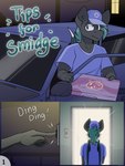 anthro car container delivery_(commerce) delivery_employee fangs food_delivery male night pizza_box pizza_delivery solo speech_bubble teeth text vehicle difis hasbro my_little_pony fan_character smidge_(shoophoerse) bat_pony equid mammal absurd_res comic hi_res