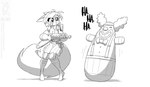 anthro bow_(feature) bow_tie breasts cleavage clothed clothing clown duo female grin hair inflatable_clown laugh proton_pack smile text toy conditional_dnp jollyjack ghostbusters sequential_art scarlet_(sequential_art) eurasian_red_squirrel mammal rodent sciurid tree_squirrel english_text monochrome