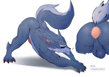 anal animal_genitalia anthro ass_up balls big_balls big_butt big_muscles big_pecs butt canine_genitalia genitals jack-o'_pose male muscular muscular_anthro muscular_male nude pecs penis plug_(sex_toy) plug_insertion pose sex_toy simple_background solo tail workakeius 2xko league_of_legends mythology riot_games tencent warwick_(lol) canid canine mammal mythological_canine mythological_creature werecanid werecanine werecreature werewolf hi_res