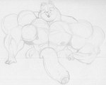 anthro big_muscles big_penis erection female genitals head_tuft herm huge_muscles huge_penis hyper hyper_genitalia hyper_muscles hyper_penis intersex muscular nipples penis solo tuft sbshouseofpancakes disney kiff_(series) kiff_chatterley mammal rodent sciurid tree_squirrel monochrome traditional_media_(artwork)