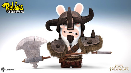anthro armor axe blue_background bottomwear brown_bottomwear brown_clothing brown_facial_hair brown_goatee brown_helmet brown_pants buckteeth clothed clothed_anthro clothed_male clothing facial_hair fur goatee gradient_background headgear helmet holding_axe holding_object horn horned_helmet lidded_eyes light long_ears looking_up male male_anthro mitten_hands multicolored_body noseless open_mouth pants pauldron red_eyes short_legs simple_background solo tan_eyelids tan_inner_ear teeth text title two_tone_body white_body white_fur thomas_veyrat blue_byte_(game_developer) for_honor_(game) raving_rabbids rayman_(series) ubisoft lagomorph mammal rabbid 16:9 2016 3d_(artwork) 4k absurd_res adobe_illustrator_(artwork) adobe_photoshop_(artwork) autodesk_3ds_max_(artwork) colored crossover digital_media_(artwork) english_description english_text full-length_portrait hi_res lighting official_art portrait shaded widescreen zbrush_(artwork)