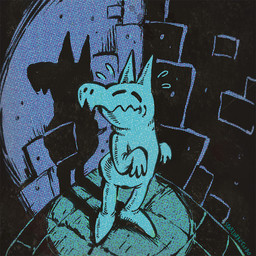 anthro blue_body blue_fur bodily_fluids castle castle_wall eyes_closed fangs fur male solo sweat teeth starlordzendo knight_lore mythology sabreman_(series) sabreman_(character) canid canine mammal mythological_canine mythological_creature werecanid werecanine werecreature werewolf 1:1