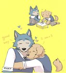 anthro biped blue_body blue_fur countershade_fur countershading duo floppy_ears fur happy heart_symbol hug looking_at_another looking_at_partner male male/male white_body white_countershading white_fur yellow_body yellow_fur tangkookie beastars jack_(beastars) legoshi_(beastars) bird_dog canid canine canis domestic_dog hunting_dog labrador mammal retriever wolf 2024 hi_res