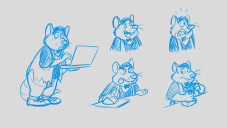 anthro beard clothing computer computer_mouse electronics facial_hair hat headgear headwear humanoid_hands male shirt solo surprised tongue tongue_out topwear hubie360 brok_the_investigator cowcat_games hacker_(brok_the_investigator) mammal mouse murid murine rodent 16:9 2017 absurd_res hi_res official_art widescreen