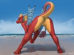 anthro anus beach bent_over butt clothing day female genitals horn looking_back nude nude_anthro nude_female outside presenting presenting_hindquarters pussy raised_tail red_body red_skin sand sea sky solo swimwear tail water wings foxovh european_mythology mythology eztli_(user_55) dragon mythological_creature mythological_scalie scalie western_dragon wyvern 2024 digital_media_(artwork)