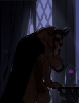 anthro brown_body brown_fur cape castle cloak clothing flaccid flower fur genitals horn inside male penis plant solo bgn beauty_and_the_beast disney beast_(disney) mammal
