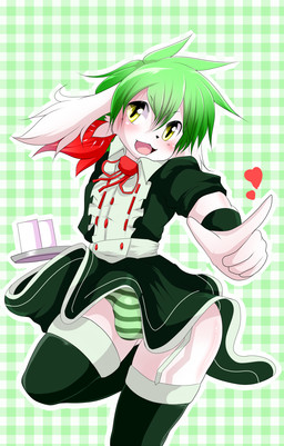 anthro anthrofied biped black_nose blush bottomwear bulge checkered checkered_background clothed clothing crossdressing dress femboy green_clothing green_eyes green_hair green_panties green_underwear hair heart_symbol looking_at_viewer maid_uniform male open_mouth panties panties_bulge pattern_background pattern_bottomwear pattern_clothing pattern_panties pattern_underwear penis_in_panties pokemorph short_hair simple_background solo standing striped_bottomwear striped_clothing striped_panties striped_underwear stripes underwear uniform upskirt geiru_mirua nintendo pokemon generation_4_pokemon legendary_pokemon pokemon_(species) shaymin sky_forme_shaymin digital_media_(artwork) hi_res