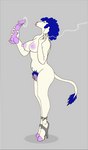 animal_genitalia animal_pussy anthro areola big_areola big_clitoris big_nipples blue_hair blue_pubes breasts cigarette clitoral_winking clitoris clothing curvy_figure digitigrade dildo enlarged_clitoral_glans equine_genitalia equine_pussy erect_clitoris erect_nipples female footwear genitals grey_clothing grey_footwear grey_high_heels hair hairy_pussy high_heels hoof_heels hooved_digitigrade hooved_toes hooves lipstick lit_cigarette makeup nipple_dip nipples nude painted_hooves plump_labia pubes pussy recombinant sex_toy shoes simple_background smoke smoke_from_mouth smoke_ring smoking solo unusual_heels voluptuous drafthorse bovid caprine goat hybrid mammal sheep sheep-goat shugr restricted_palette