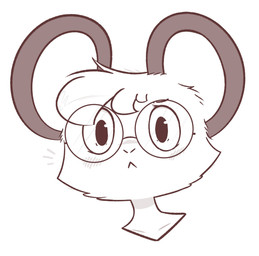 :< ambiguous_gender anthro blush blush_lines emanata eyewear fur glasses hair looking_at_viewer nerd simple_background solo theartmanor molte mammal mouse murid murine rodent 2025 hi_res monochrome female_(lore)