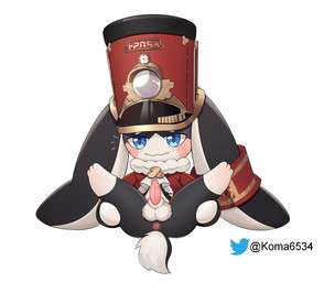 3_toes :3 animal_genitalia animal_penis anthro anus balls big_ears black_body blue_eyes blush blush_lines bottomless butt clothed clothing erection eyebrows feet floppy_ears fur genitals gloves_(marking) hands_on_legs hands_on_thighs hat headgear headwear inviting leg_markings legs_up long_ears looking_at_viewer lop_ears lying male markings multicolored_body nervous nervous_smile penis pink_anus presenting presenting_anus presenting_hindquarters presenting_penis scut_tail sheath sheathed_tapering_penis short_tail simple_background smile socks_(marking) solo spread_legs spreading tail tapering_penis toes topwear two_tone_body white_background white_body white_eyebrows white_fur white_markings white_sclera young young_anthro koma6534 honkai:_star_rail mihoyo pom-pom_(honkai:_star_rail) lagomorph leporid mammal rabbit 2023 digital_media_(artwork) hi_res
