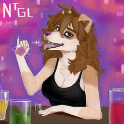 5_fingers alcohol anthro arm_tuft bedroom_eyes beverage black_clothing black_crop_top black_lips black_shirt black_topwear breasts breath brown_body brown_fur brown_hair cheek_tuft claws clothed clothed_anthro clothed_female clothing container crop_top cup detailed_background drinking_glass drinking_straw eyebrows eyelashes facial_markings facial_tuft fangs fellatio_gesture female fingers floppy_ears fluffy fluffy_chest fur gesture glass glass_container glass_cup hair head_markings inner_ear_fluff lips long_hair looking_at_viewer markings messy_hair motion_lines multicolored_body multicolored_fur narrowed_eyes open_mouth panting pawpads pink_nose pink_pawpads seductive shirt shot_glass smile smiling_at_viewer solo suggestive suggestive_gesture teeth three-quarter_view tongue tongue_out topwear tuft white_body white_fur yellow_eyes nightingale_hrt dimmi_(dimwitdog) border_collie canid canine canis collie domestic_dog herding_dog mammal pastoral_dog sheepdog 1:1 absurd_res hi_res portrait three-quarter_portrait