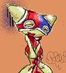 andromorph animal_crossing anthro blood bodily_fluids clothing clothing_pull digital_media_(artwork) domestic_cat felid feline felis female genital_fluids gynomorph intersex jacket leaking_blood leaking_fluids mammal menstruation microsoft_paint_(artwork) nintendo pulling_shirt_down sleeveless_shirt solo spunkrot stinky_(animal_crossing) topwear trans_(lore) trans_man_(lore) tucked_tail underwear_on_face