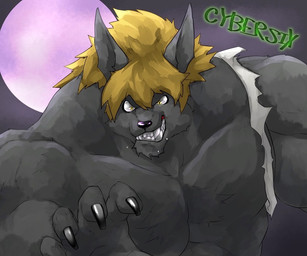 angry attack biceps big_muscles blonde_hair bodily_fluids claws clenched_teeth clothed clothing fangs full_moon fur grey_body grey_fur hair huge_muscles long_ears looking_at_viewer male moon muscular muscular_male night pecs purple_nose saliva simple_background solo teeth topless torn_clothing yellow_eyes captainjohkid cybersix_(copyright) mythology lucas_amato canid canine canis mammal mythological_canine mythological_creature werecanid werecanine werecreature werewolf wolf bust_portrait digital_media_(artwork) portrait
