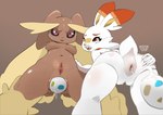 absurd_res anal anthro areola biped black_sclera breasts brown_areola brown_body brown_fur brown_nipples cervikalova duo egg egg_in_ass egg_insertion eye_roll female fur generation_4_pokemon generation_8_pokemon genitals group_oviposition hi_res lopunny low-angle_view medium_breasts navel nintendo nipples open_mouth oviposition pokemon pokemon_(species) pussy red_eyes scorbunny stretched_anus