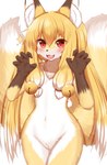 2_tails 5_fingers accessory anthro bell blonde_hair blush brown_body brown_fur chest_tuft claws convenient_censorship cute_fangs dipstick_ears dipstick_tail ear_markings fangs female female_anthro finger_claws fingers flat_chested fluffy fur gloves_(marking) hair hair_accessory hair_covering_breasts happy inner_ear_fluff jingle_bell kemono long_hair looking_at_viewer markings multi_tail multicolored_body multicolored_ears multicolored_fur multicolored_hair multicolored_tail naturally_censored navel open_mouth open_smile red_eyes smile smiling_at_viewer solo tail tail_markings teeth tongue tuft twintails_(hairstyle) white_body white_fur white_hair yellow_body yellow_fur horokusa0519 nio_(horokusa) canid canine fox mammal 2021 digital_media_(artwork) hi_res portrait three-quarter_portrait