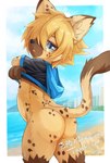 anthro arched_back blonde_hair bodily_fluids bottomless brown_body brown_eyebrows brown_fur butt cheek_tuft clothed clothing clothing_lift dipstick_ears ear_markings eyebrows facial_tuft fur glistening glistening_eyes glistening_hair gloves_(marking) hair hoodie inner_ear_fluff kemono leg_markings looking_at_viewer male markings multicolored_ears multicolored_eyes narrowed_eyes open_mouth pupils round_pupils shirt shirt_lift shota sleeveless_hoodie socks_(marking) solo spots spotted_body spotted_fur sweat tan_body tan_fur tan_inner_ear tan_inner_ear_fluff thin_eyebrows topwear tuft undressing young young_anthro naegi rareel hyena mammal 2022 absurd_res hi_res