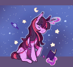 book female feral horn looking_at_viewer magic saturn_(planet) sky solo star starry_sky telekinesis orphicswanart friendship_is_magic hasbro my_little_pony mythology twilight_sparkle_(mlp) equid equine mammal mythological_creature mythological_equine unicorn hi_res