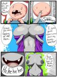 3:4 adventure_time big_breasts black_hair breasts cartoon_network clothed clothing comic duo english_text female finn_the_human hair hi_res huge_breasts human humanoid long_hair male mammal marceline_abadeer nipples not_furry open_mouth text thehumancopier vampire