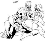 3_fingers 6_arms alternate_species anthro breasts butt chest_tuft clothing costume duo female fingers fur genitals male male/female mandibles multi_arm multi_limb nipples open_mouth penis pussy sharp_teeth simple_background smile snout teeth torn_clothing transformation tuft white_background doomington marvel spider-man_(series) felicia_hardy spider-man_(character) arachnid arthropod domestic_cat felid feline felis mammal spider 2013 black_and_white monochrome