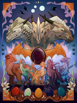 abstract_background ambiguous_gender black_body black_eyes blue_body brown_body claws ear_piercing ear_ring egg eye_of_onyx facial_scar feral finger_claws flower forked_tongue frill_(anatomy) full_moon green_body group horn jewelry long_neck long_tail membrane_(anatomy) membranous_frill membranous_wings moon necklace nose_spike piercing plant quadruped ring_piercing scar sitting snout standing starry_wings tail toe_claws tongue tongue_out wing_claws wings yellow_body hidgie european_mythology mythology wings_of_fire blaze_(wof) blister_(wof) burn_(wof) clay_(wof) glory_(wof) starflight_(wof) sunny_(wof) tsunami_(wof) dragon mudwing_(wof) mythological_creature mythological_scalie nightwing_(wof) rainwing_(wof) reptile sandwing_(wof) scalie seawing_(wof) snake western_dragon absurd_res hi_res shaded