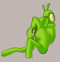 anthro bodily_fluids cum cum_from_ass cum_in_ass cum_inflation cum_inside genital_fluids inflation kneeling male simple_background solo spiral spiral_eyes sweat hhbrother manny_(hhbrother) arthropod insect mantis sketch